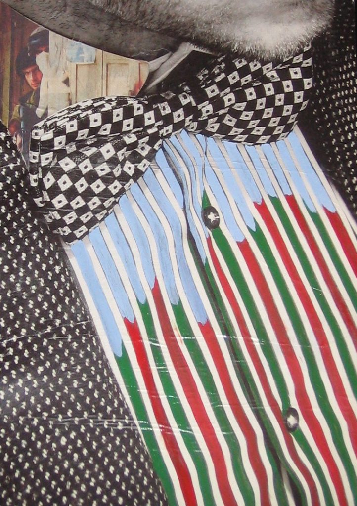 Political collage vestiti ed usciamo